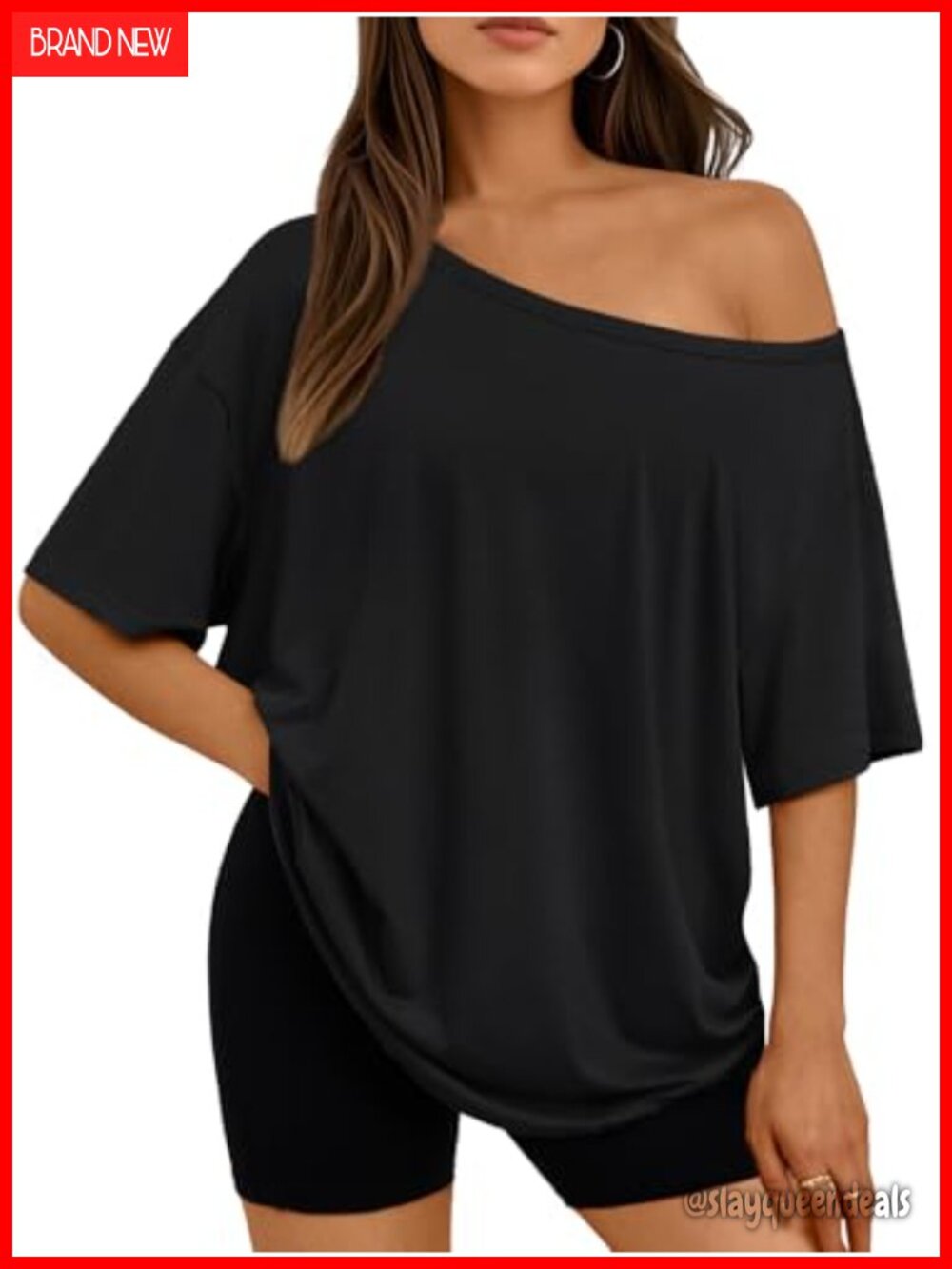 Off The Shoulder Oversized Short Sleeve T-Shirt Casual Summer Top